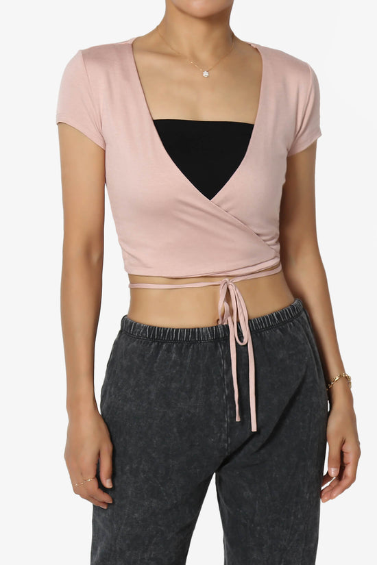 Joanie Deep V-Neck Wrap Crop Top DUSTY ROSE_1