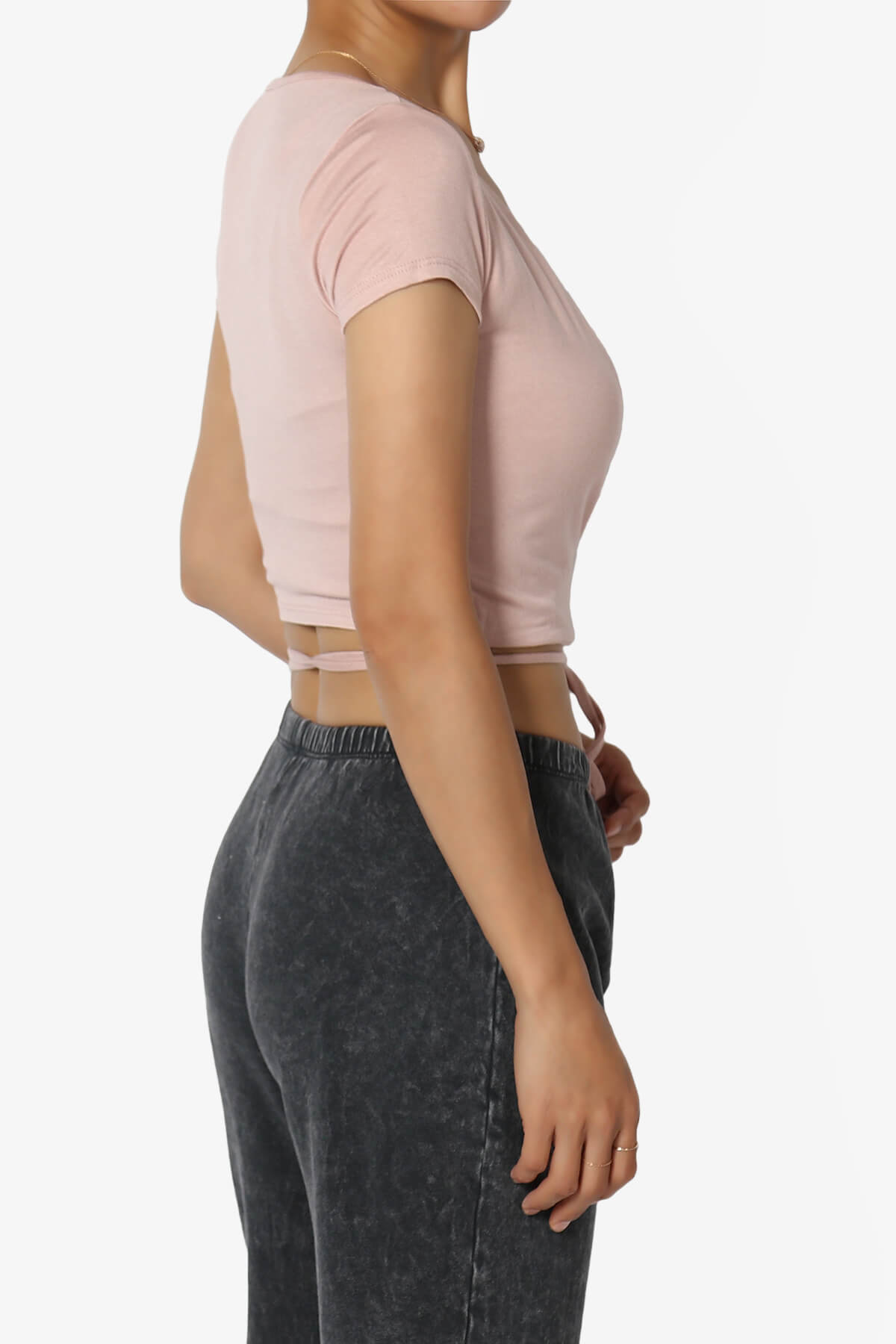 Joanie Deep V-Neck Wrap Crop Top DUSTY ROSE_4