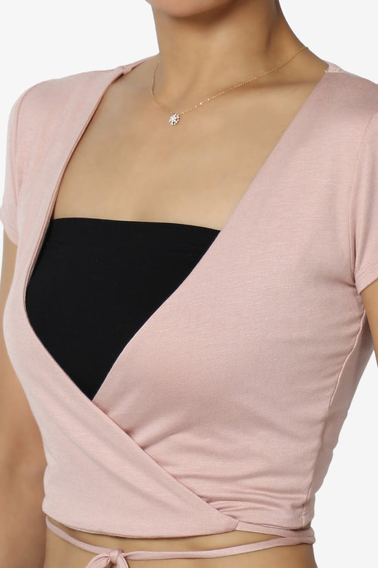 Joanie Deep V-Neck Wrap Crop Top DUSTY ROSE_5