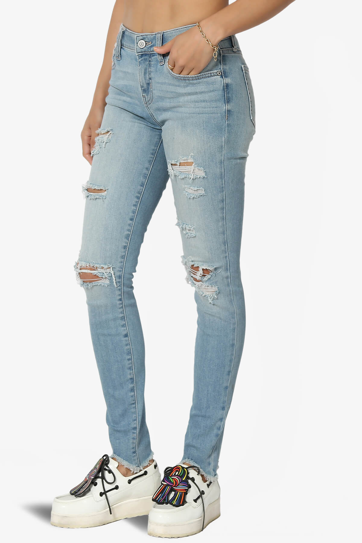 Jude Mid rise Anke Skinny Jeans in Light LIGHT_3
