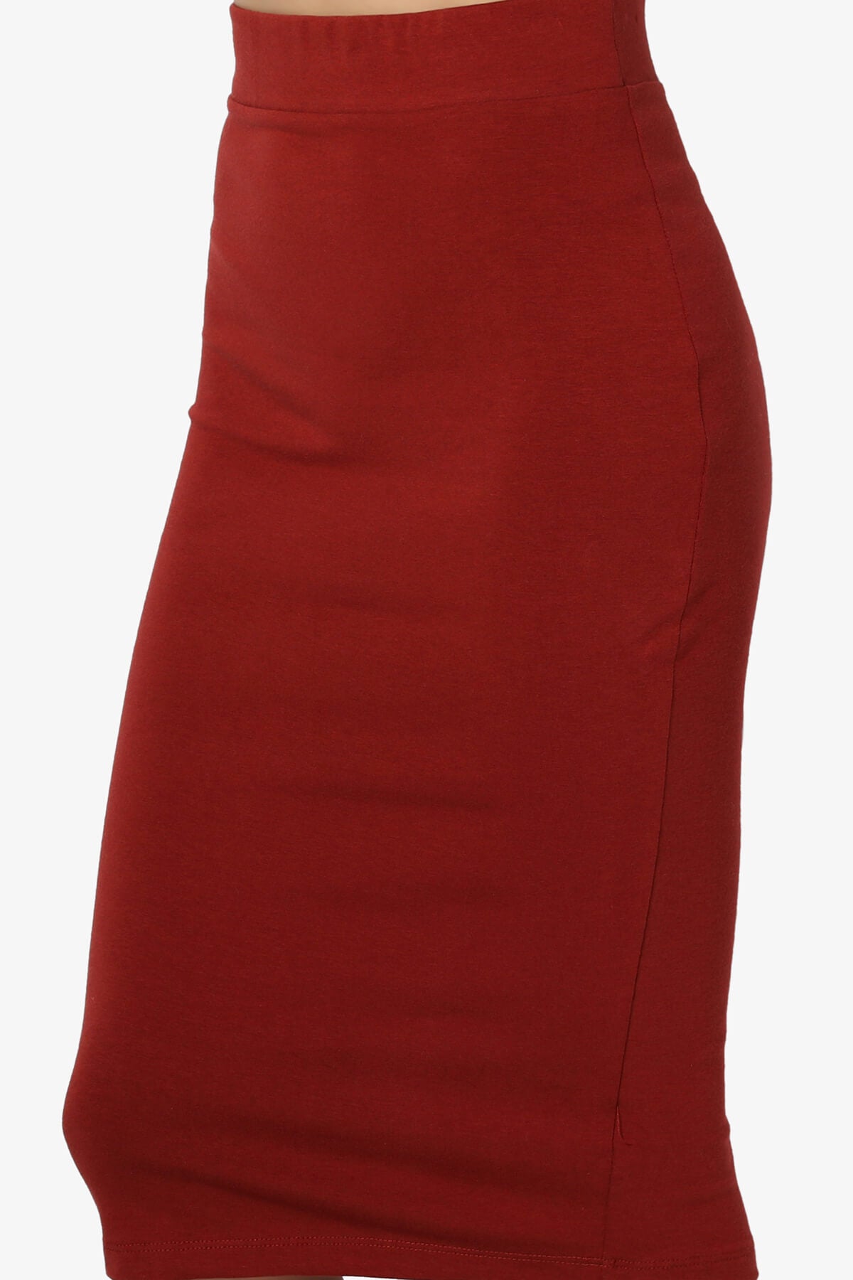 Karan Cotton Midi Pencil Skirt COPPER RED_5