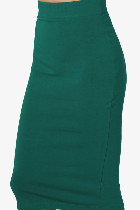 Karan Cotton Midi Pencil Skirt DARK GREEN_5