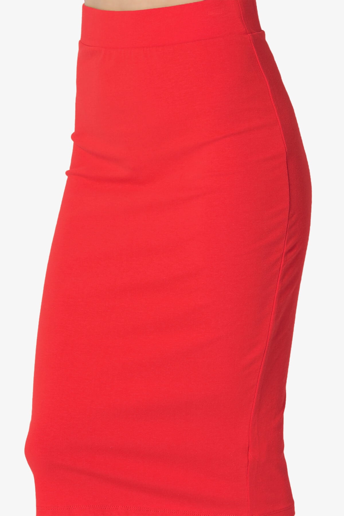 Karan Cotton Midi Pencil Skirt RED_5