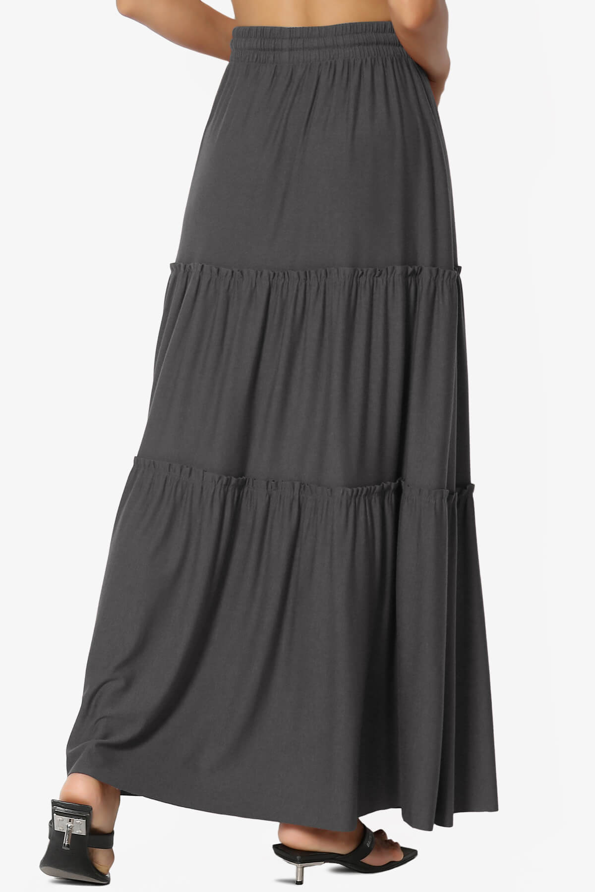 Kelton Ruffle Tiered Jersey Maxi Skirt ASH GREY_2