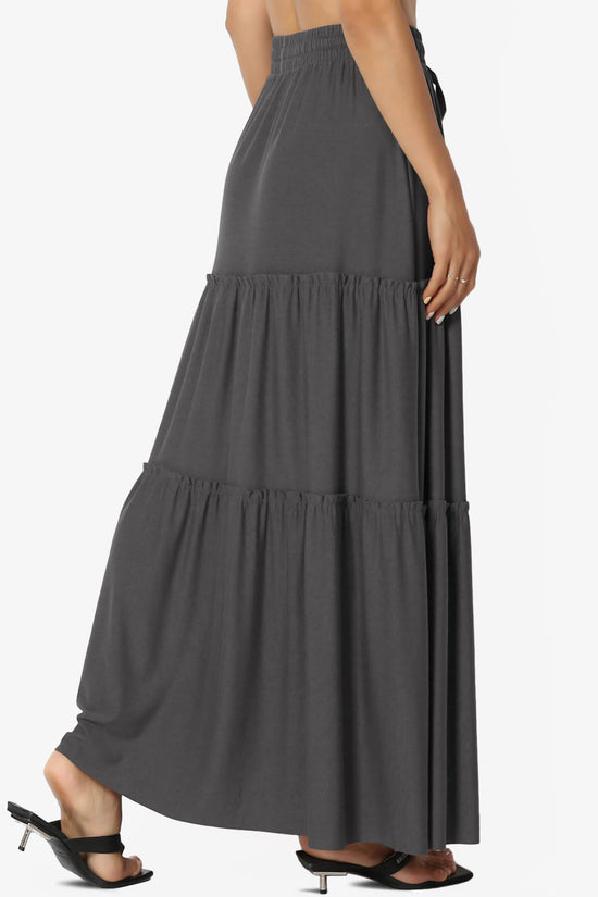 Load image into Gallery viewer, Kelton Ruffle Tiered Jersey Maxi Skirt ASH GREY_4
