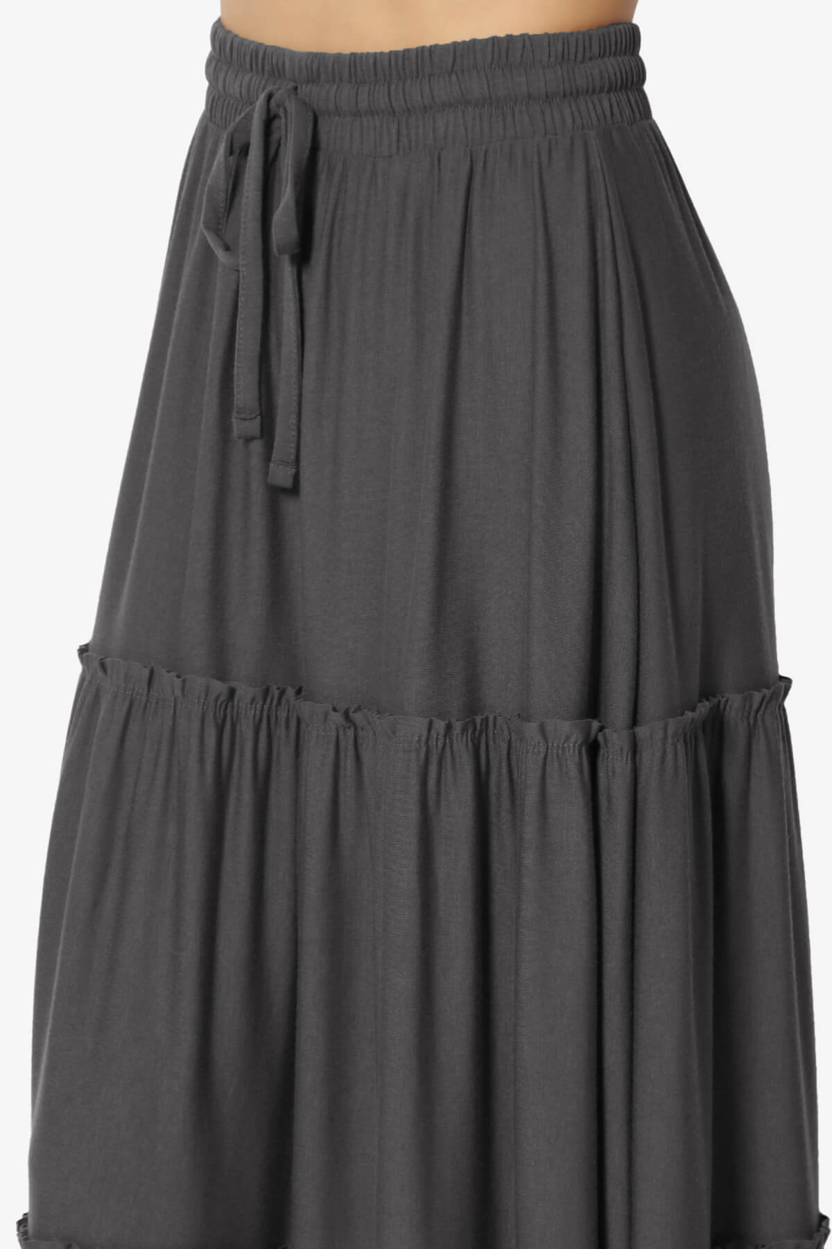 Kelton Ruffle Tiered Jersey Maxi Skirt ASH GREY_5
