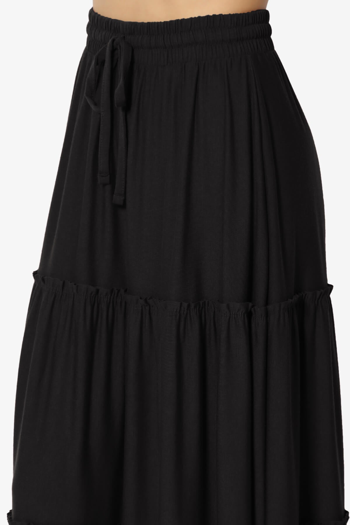 Kelton Ruffle Tiered Jersey Maxi Skirt BLACK_5