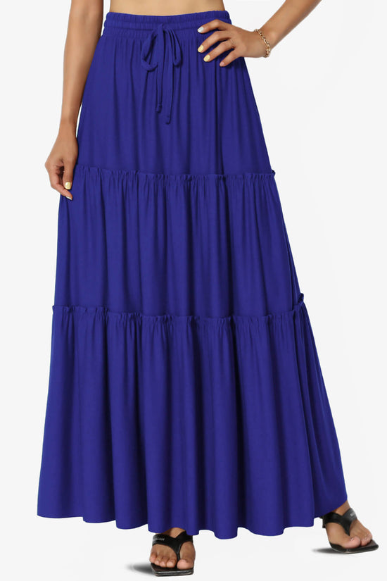 Kelton Ruffle Tiered Jersey Maxi Skirt BRIGHT BLUE_1