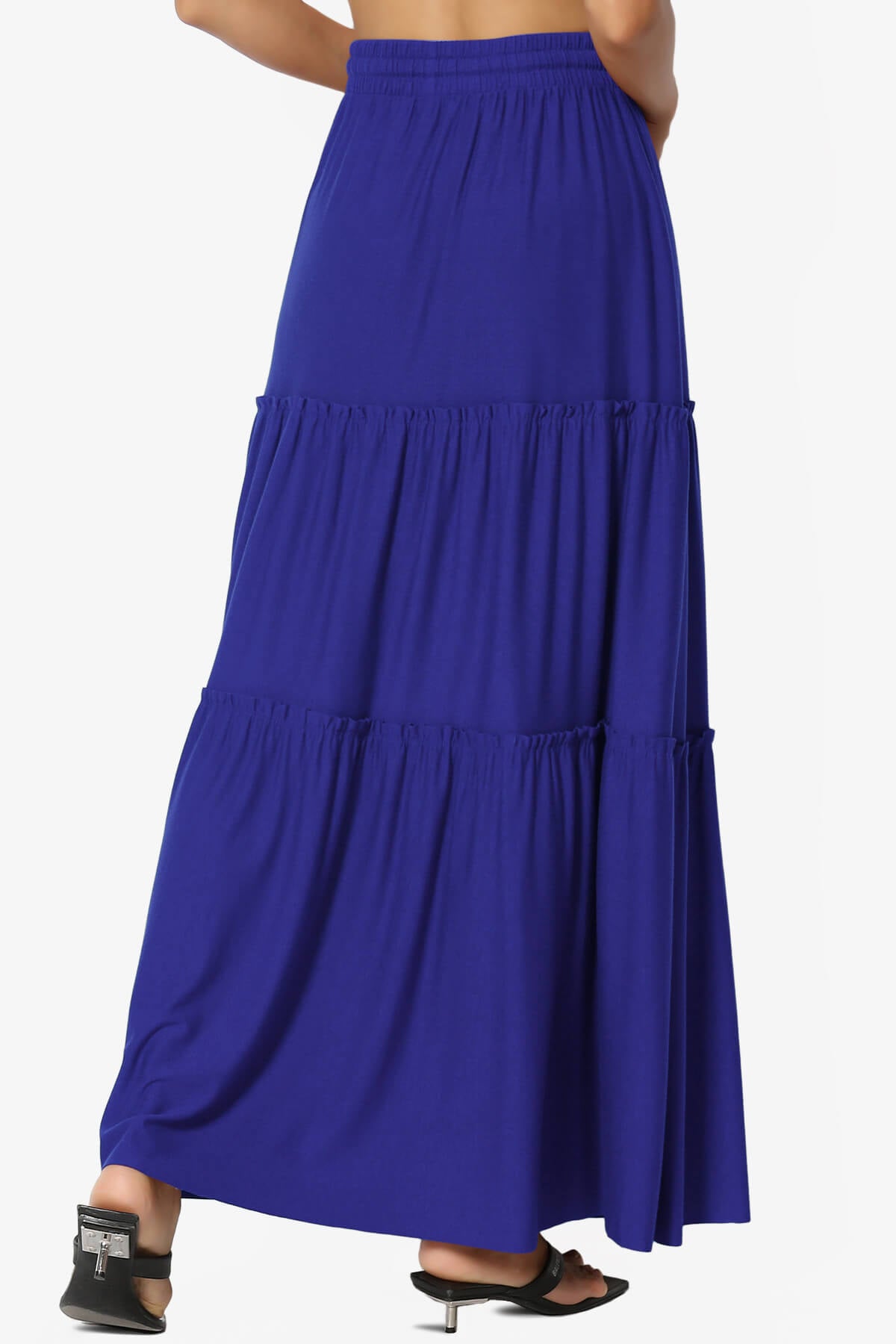 Load image into Gallery viewer, Kelton Ruffle Tiered Jersey Maxi Skirt BRIGHT BLUE_2
