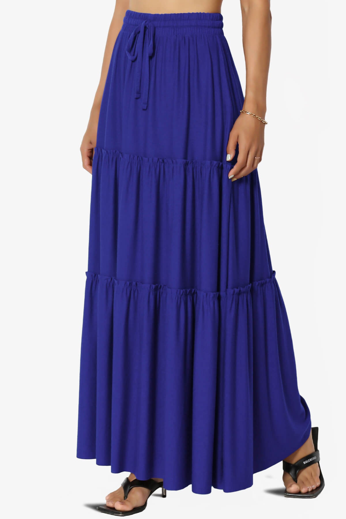 Kelton Ruffle Tiered Jersey Maxi Skirt BRIGHT BLUE_3