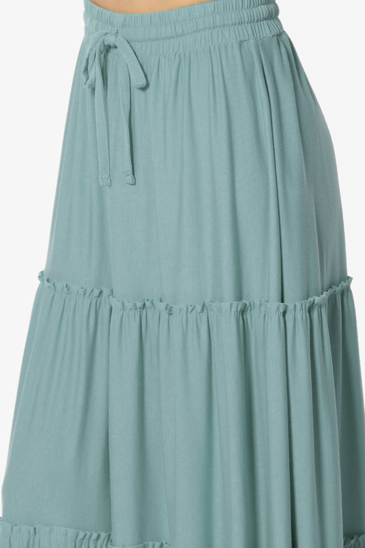 Load image into Gallery viewer, Kelton Ruffle Tiered Jersey Maxi Skirt DUSTY BLUE_5
