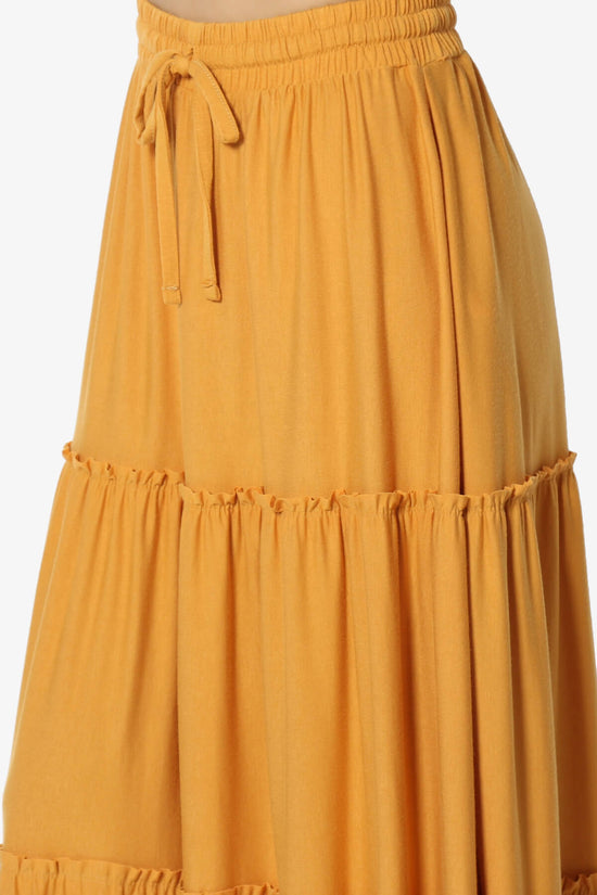 Load image into Gallery viewer, Kelton Ruffle Tiered Jersey Maxi Skirt GOLDEN MUSTARD_5
