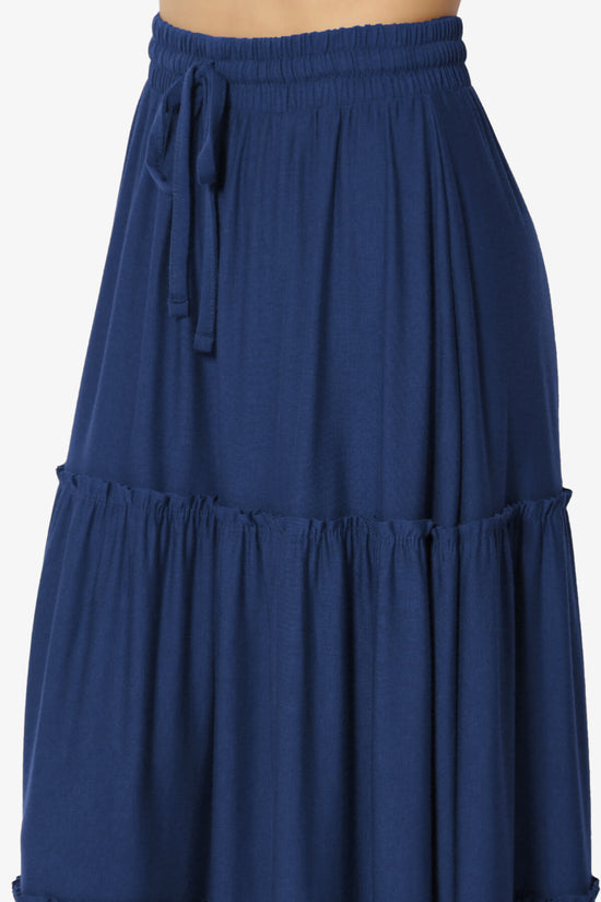 Load image into Gallery viewer, Kelton Ruffle Tiered Jersey Maxi Skirt LIGHT NAVY_5
