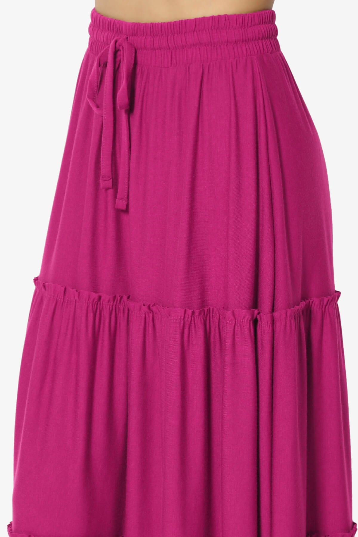 Load image into Gallery viewer, Kelton Ruffle Tiered Jersey Maxi Skirt MAGENTA_5

