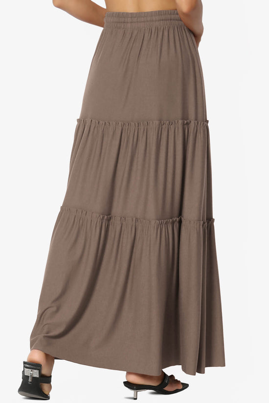 Kelton Ruffle Tiered Jersey Maxi Skirt MOCHA_2