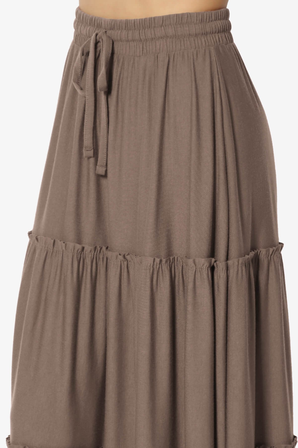 Load image into Gallery viewer, Kelton Ruffle Tiered Jersey Maxi Skirt MOCHA_5
