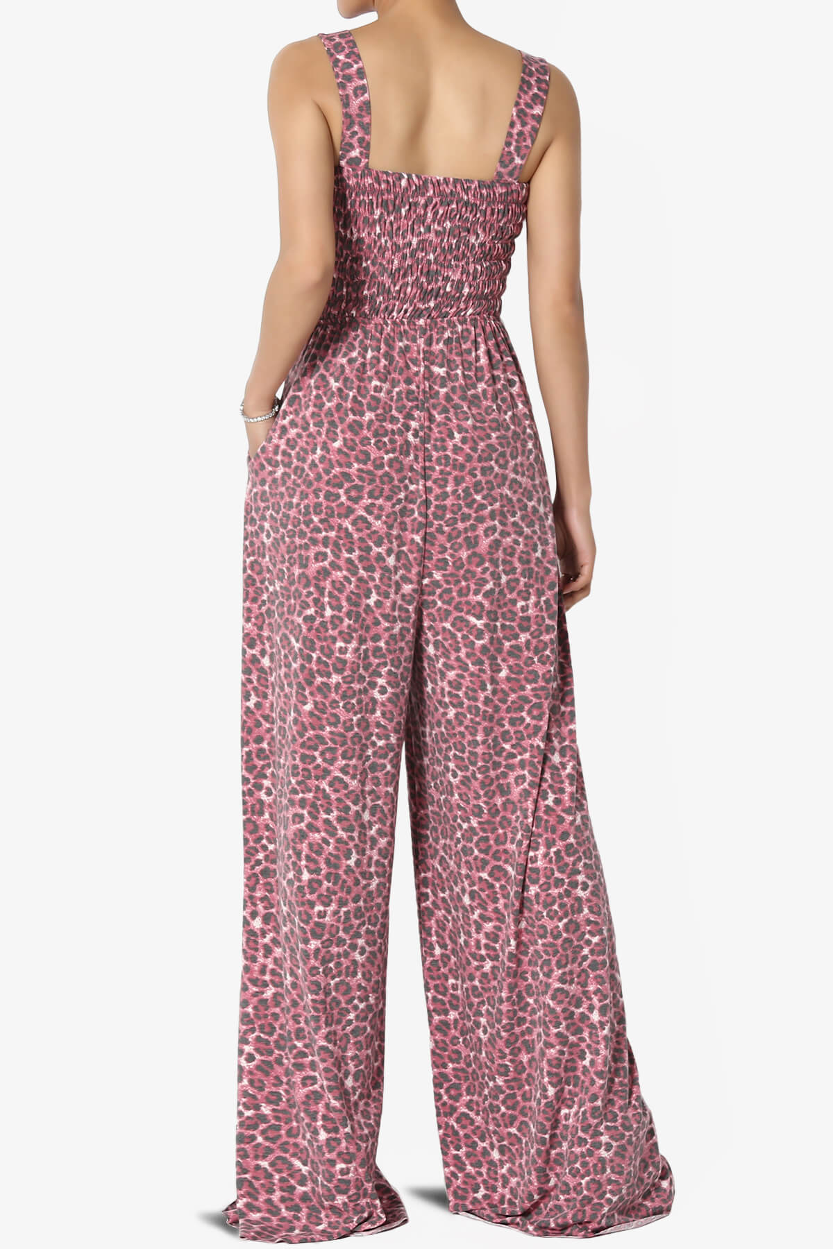 Kenley Leopard Smocked Cami Wide Leg Jumpsuit TALL CRANBERRY_2