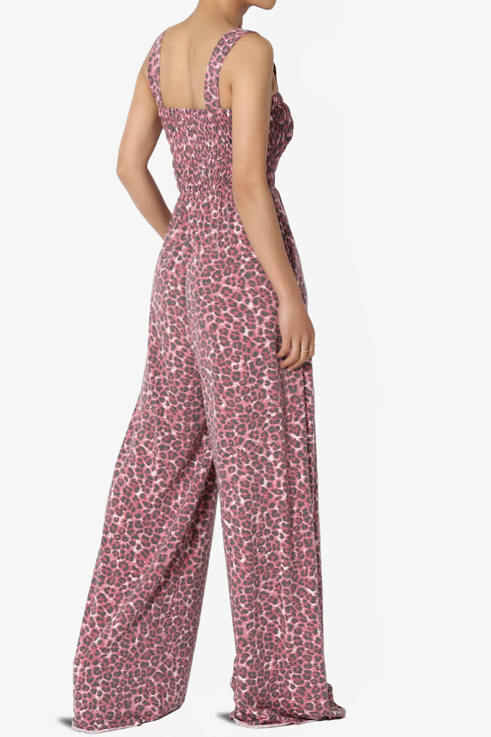 Kenley Leopard Smocked Cami Wide Leg Jumpsuit TALL CRANBERRY_4