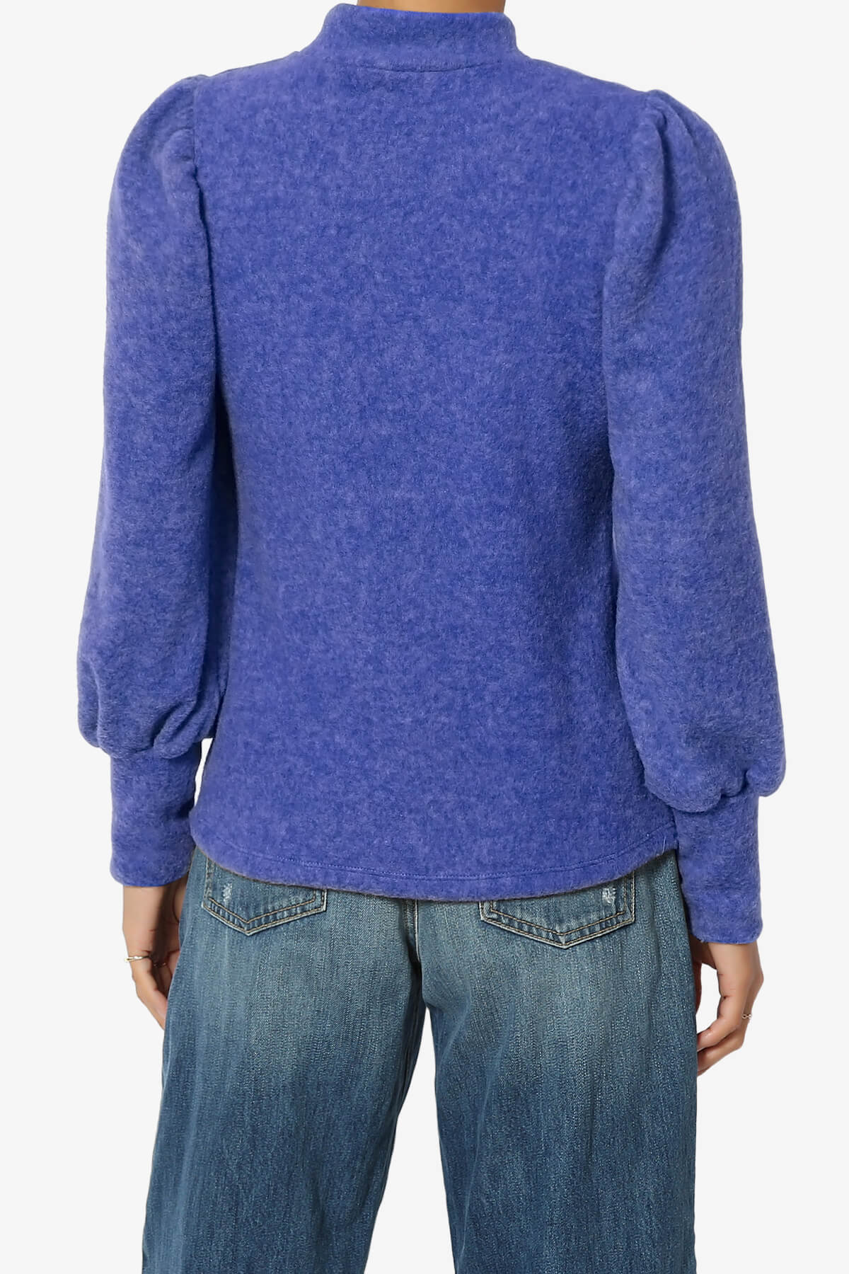 Killa Puff Long Sleeve Mock Neck Knit Sweater BRIGHT BLUE_2