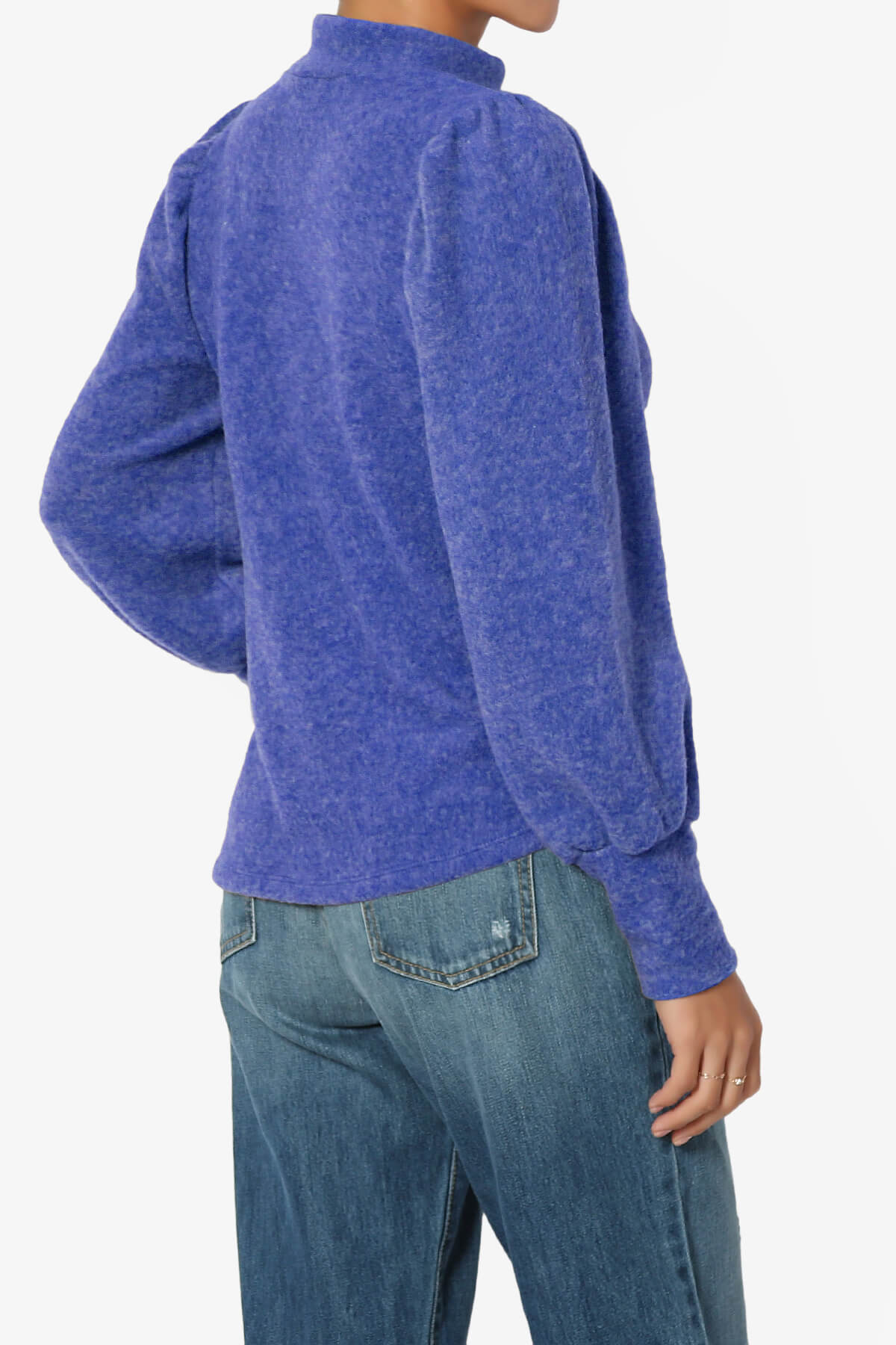 Killa Puff Long Sleeve Mock Neck Knit Sweater BRIGHT BLUE_4