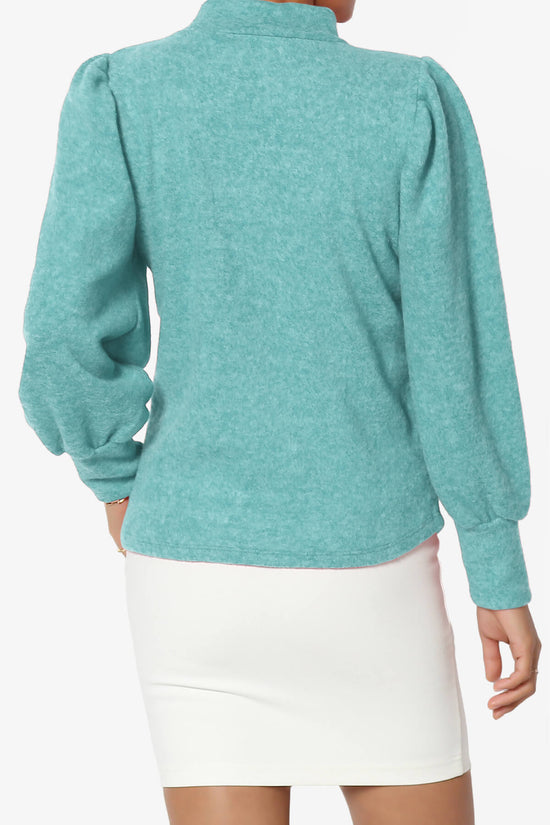 Load image into Gallery viewer, Killa Puff Long Sleeve Mock Neck Knit Sweater DUSTY TEAL_2
