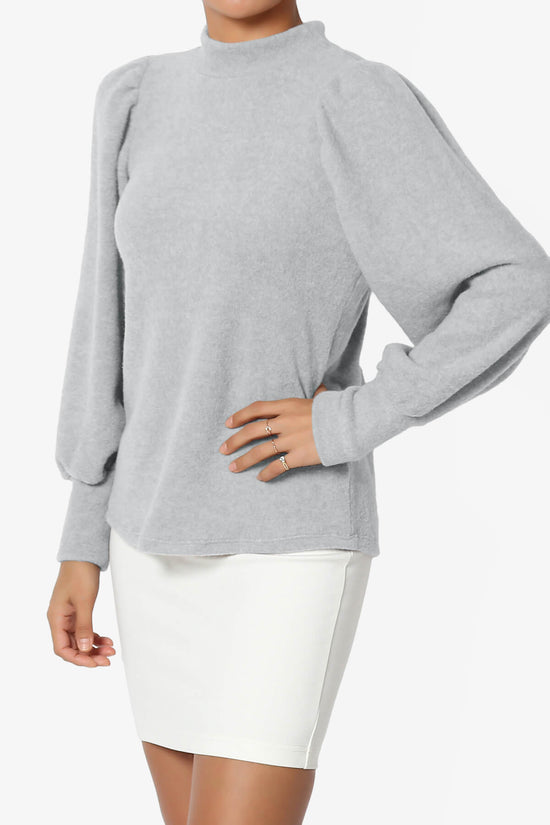 Load image into Gallery viewer, Killa Puff Long Sleeve Mock Neck Knit Sweater HEATHER GREY_3
