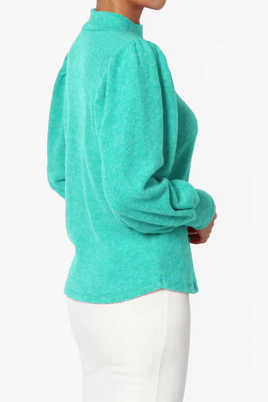 Load image into Gallery viewer, Killa Puff Long Sleeve Mock Neck Knit Sweater LT TEAL_4
