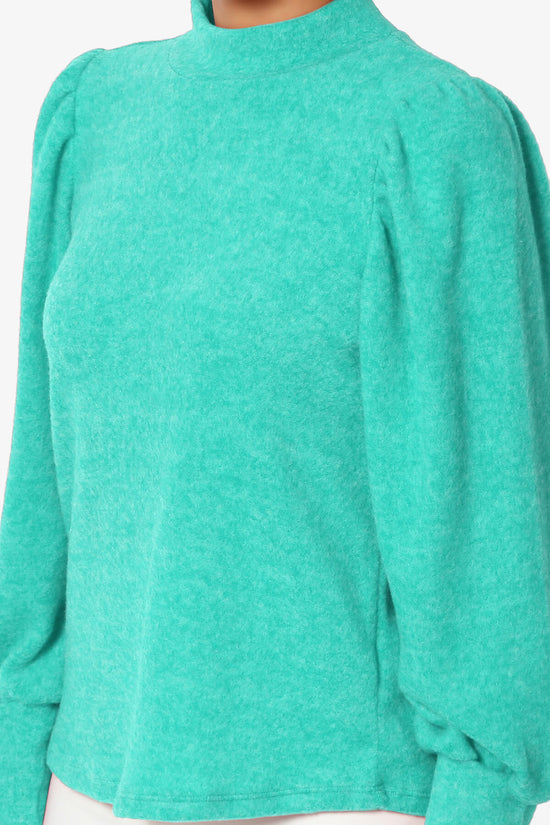 Load image into Gallery viewer, Killa Puff Long Sleeve Mock Neck Knit Sweater LT TEAL_5

