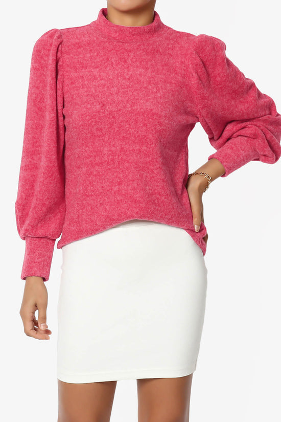 Load image into Gallery viewer, Killa Puff Long Sleeve Mock Neck Knit Sweater MAGENTA_1
