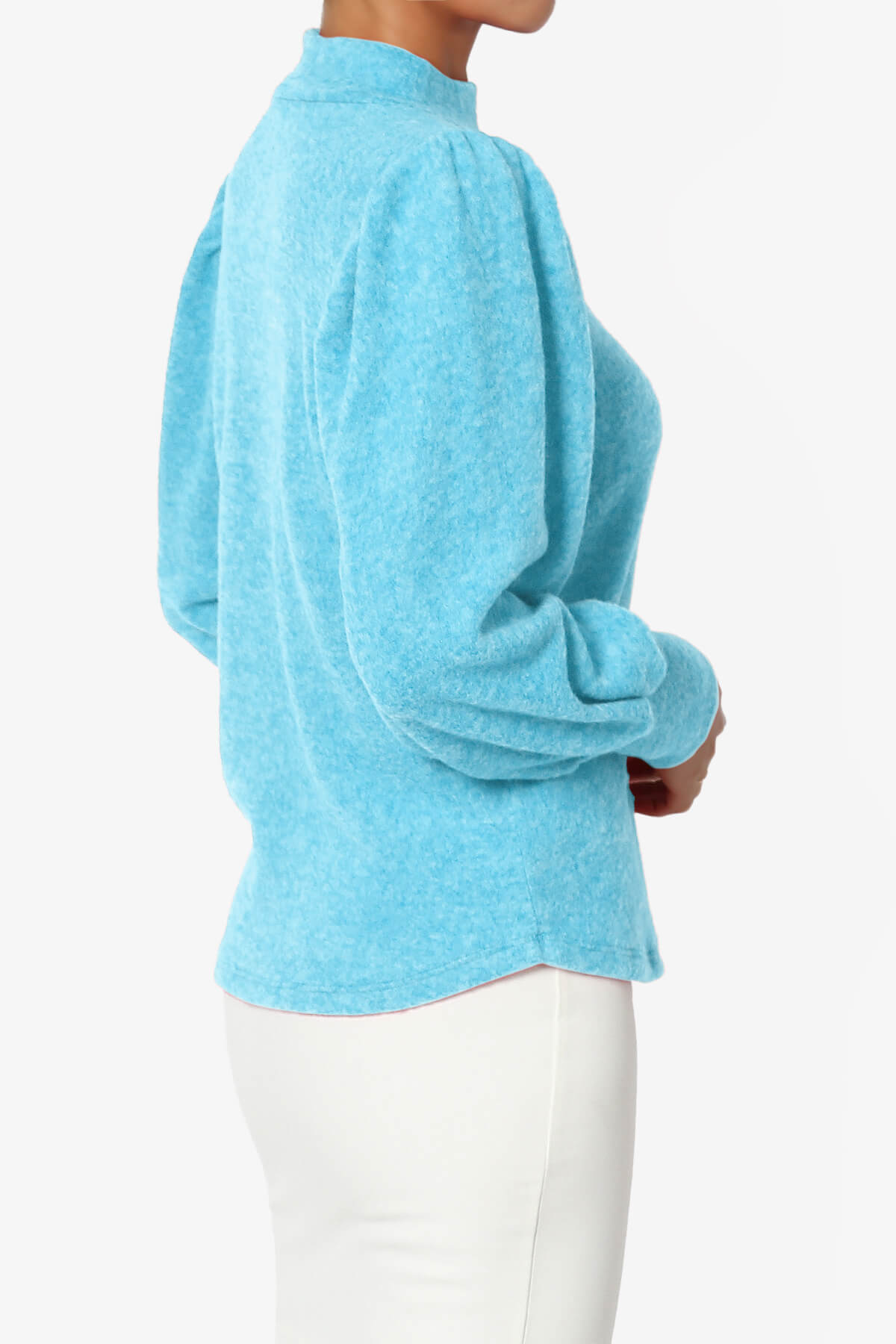 Load image into Gallery viewer, Killa Puff Long Sleeve Mock Neck Knit Sweater SKY_4

