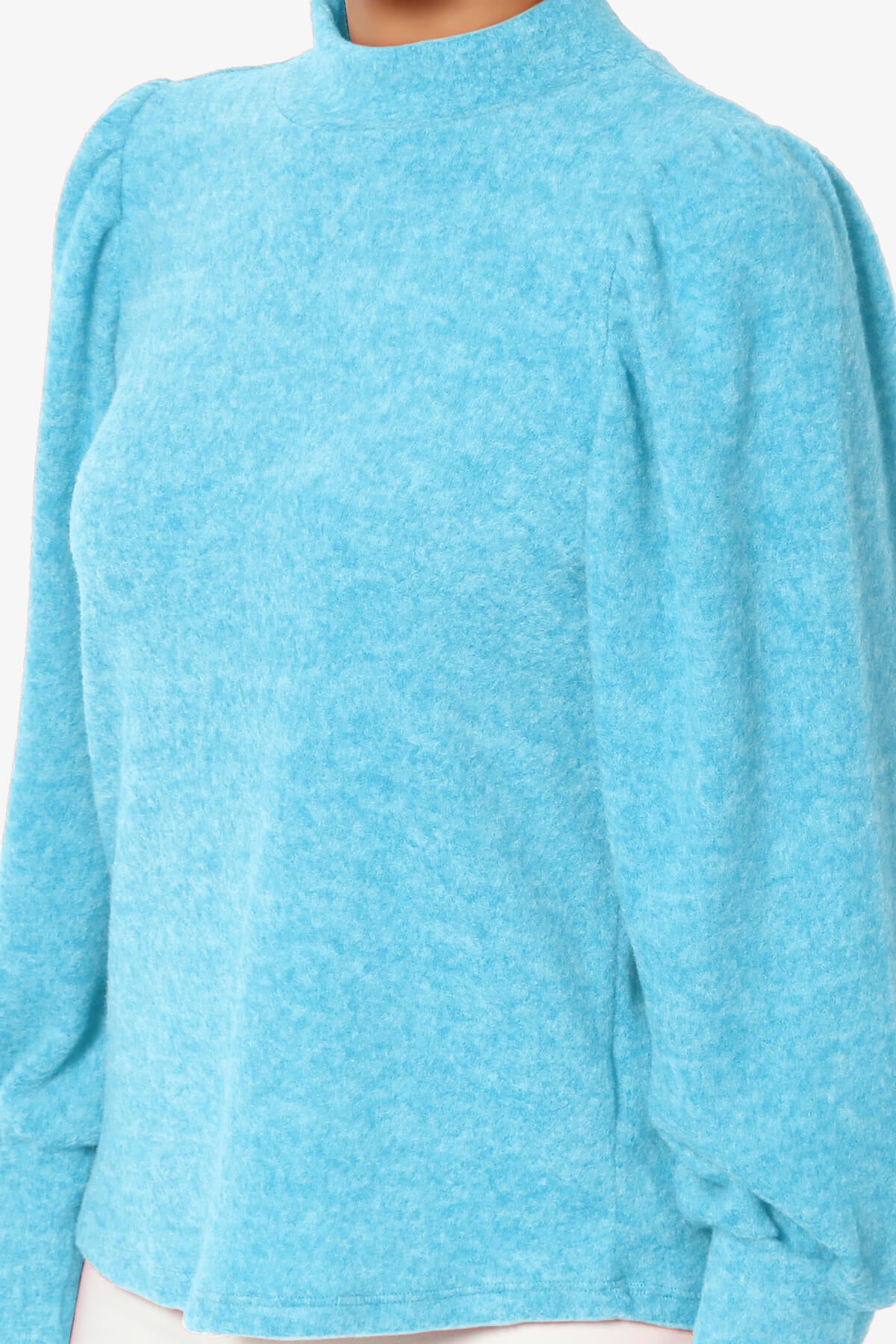 Load image into Gallery viewer, Killa Puff Long Sleeve Mock Neck Knit Sweater SKY_5

