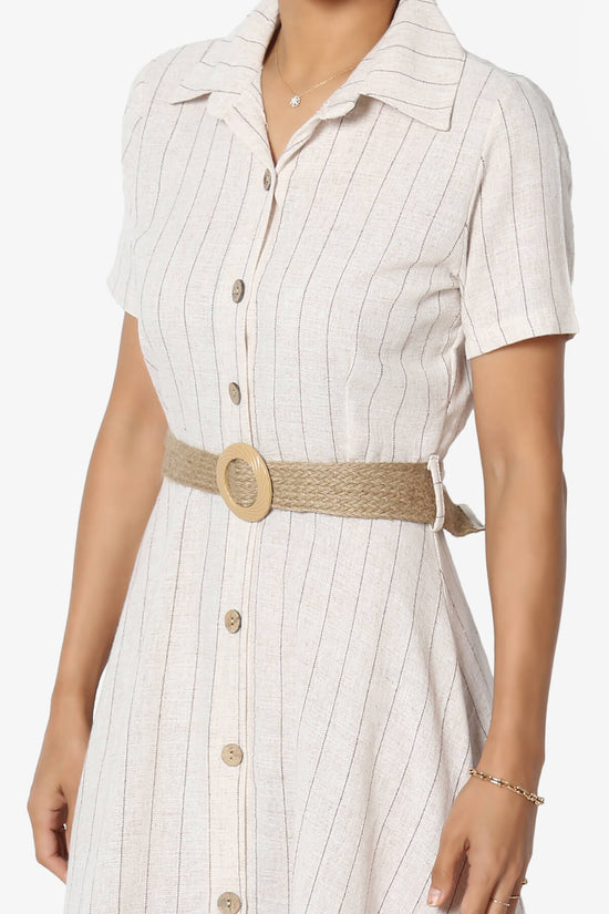 Load image into Gallery viewer, Killa Short Sleeve Button Down Shirt Dress BEIGE_5
