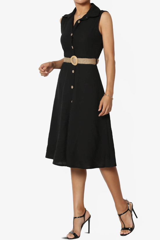 Load image into Gallery viewer, Killa Sleeveless Button Down Shirt Dress BLACK_3
