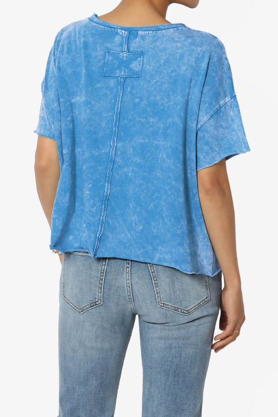 Kiralin Acid Wash Short Sleeve Crop T-Shirt OCEAN BLUE_2