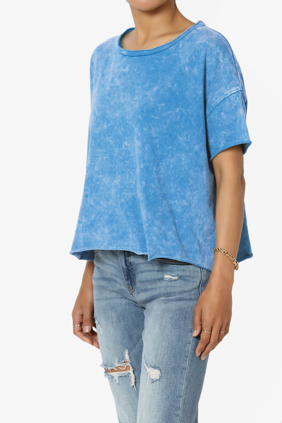Kiralin Acid Wash Short Sleeve Crop T-Shirt OCEAN BLUE_3