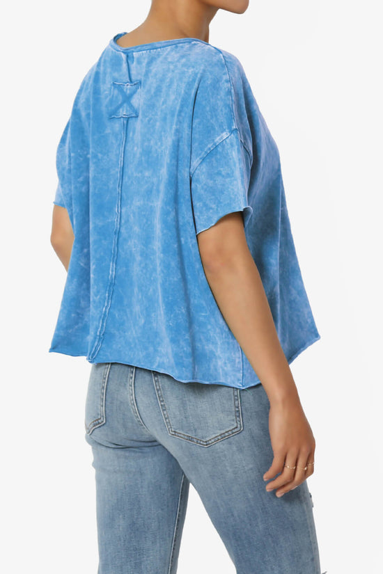 Kiralin Acid Wash Short Sleeve Crop T-Shirt OCEAN BLUE_4