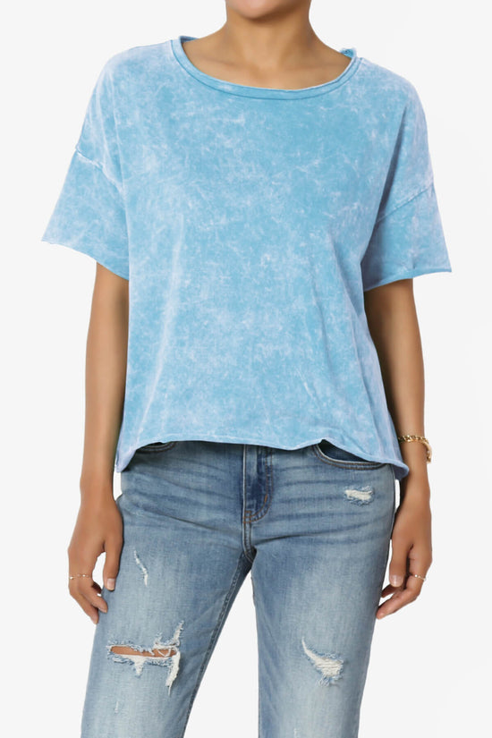 Kiralin Acid Wash Short Sleeve Crop T-Shirt SKY_1