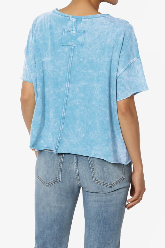 Kiralin Acid Wash Short Sleeve Crop T-Shirt SKY_2