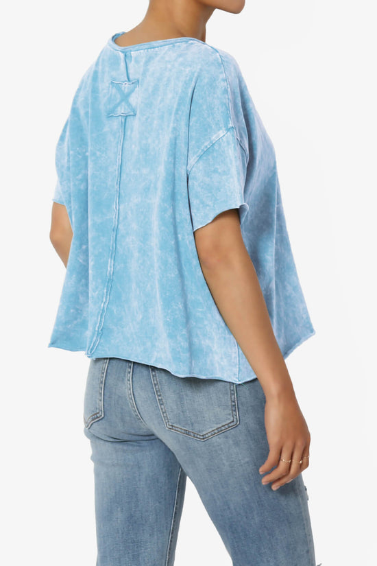 Kiralin Acid Wash Short Sleeve Crop T-Shirt SKY_4