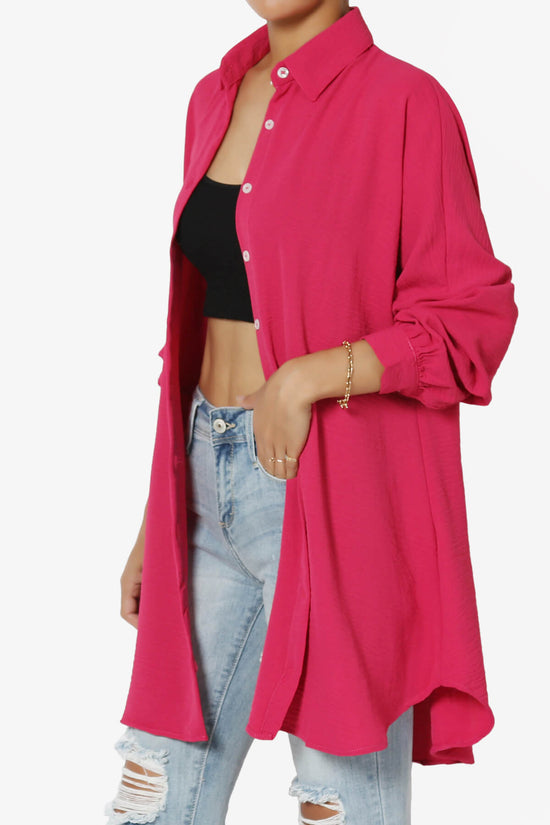 Load image into Gallery viewer, Landy Flowy Oversized Button Down Shirt HOT PINK_3
