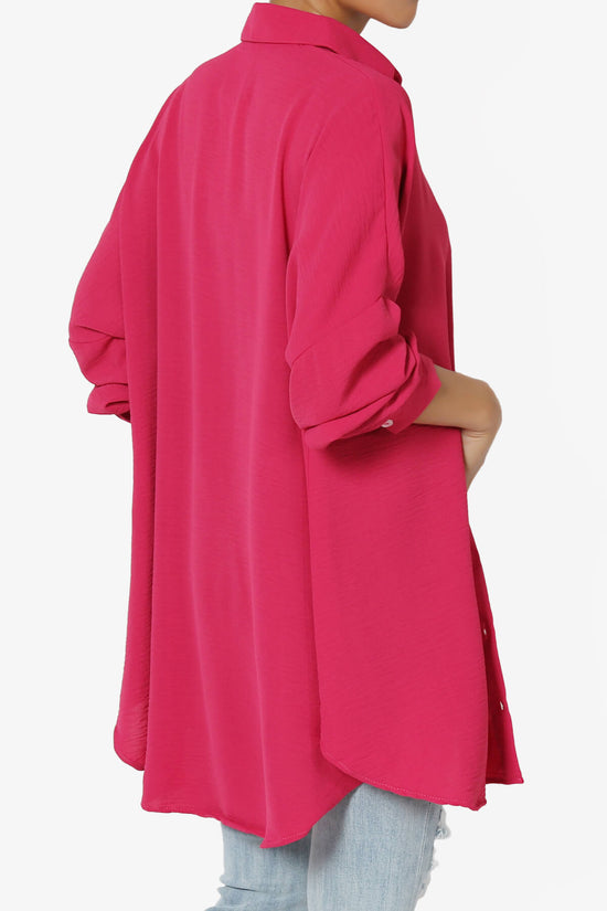 Load image into Gallery viewer, Landy Flowy Oversized Button Down Shirt HOT PINK_4
