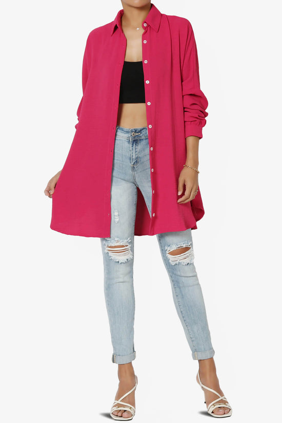 Load image into Gallery viewer, Landy Flowy Oversized Button Down Shirt HOT PINK_6
