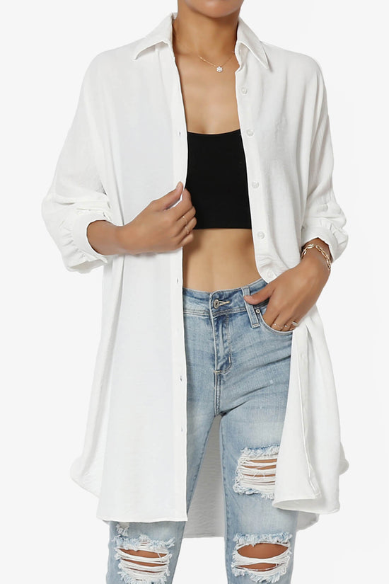 Load image into Gallery viewer, Landy Flowy Oversized Button Down Shirt WHITE_1
