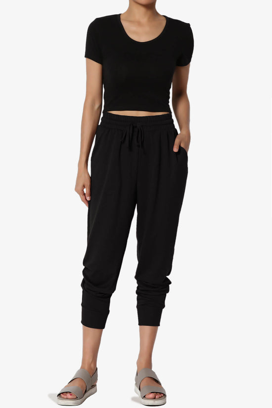 Load image into Gallery viewer, Lanette Drawstring Jersey Jogger Pants BLACK_6
