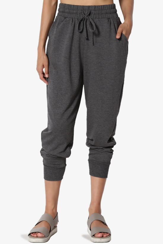 Load image into Gallery viewer, Lanette Drawstring Jersey Jogger Pants CHARCOAL_1
