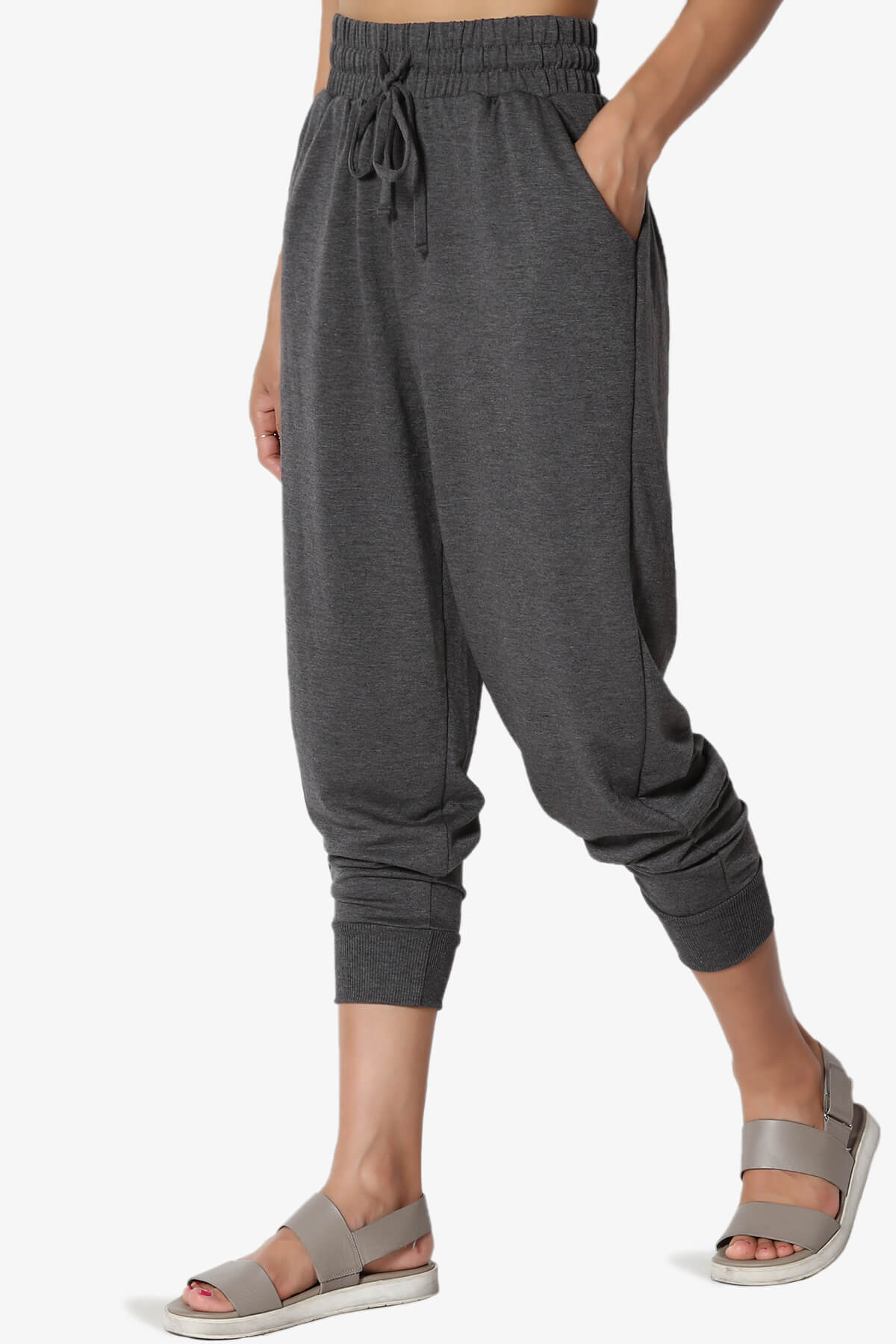 Load image into Gallery viewer, Lanette Drawstring Jersey Jogger Pants CHARCOAL_3
