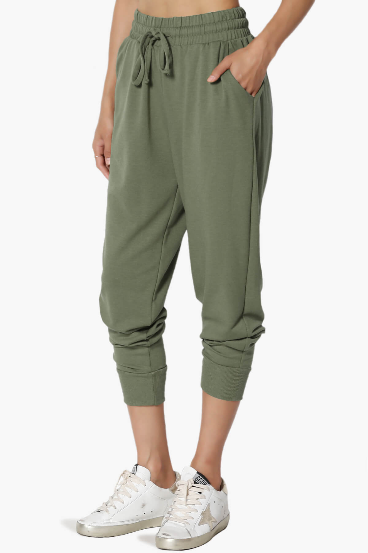 Load image into Gallery viewer, Lanette Drawstring Jersey Jogger Pants DUSTY OLIVE_3
