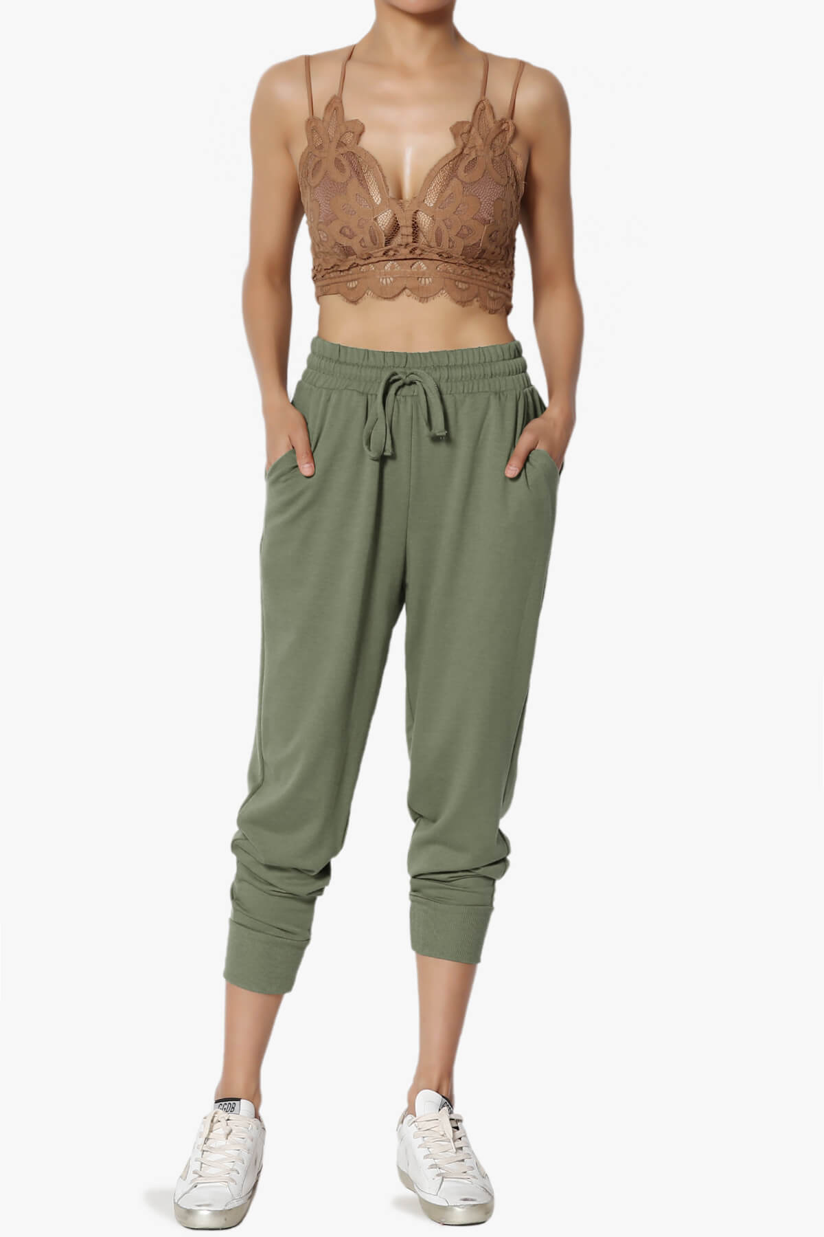 Load image into Gallery viewer, Lanette Drawstring Jersey Jogger Pants DUSTY OLIVE_6
