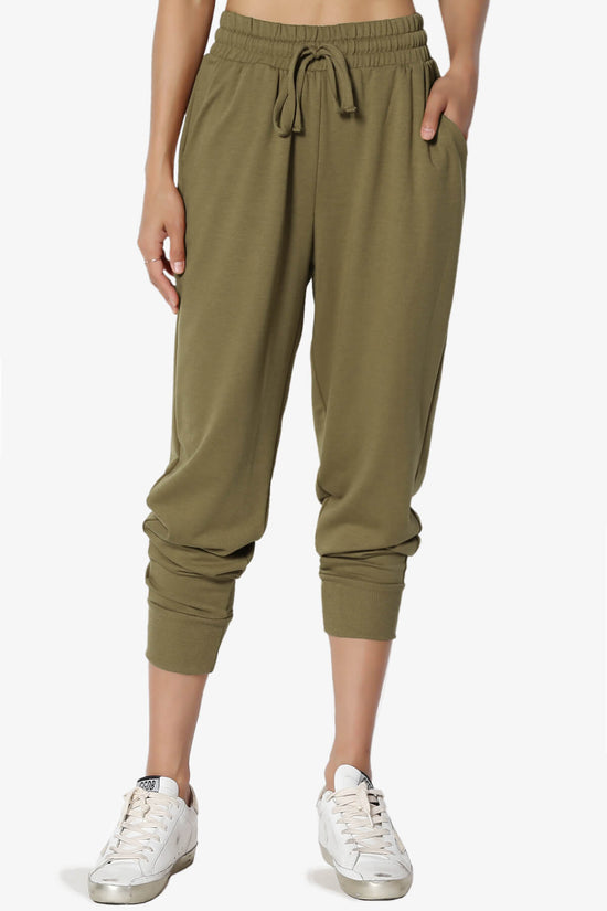 Load image into Gallery viewer, Lanette Drawstring Jersey Jogger Pants OLIVE KHAKI_1

