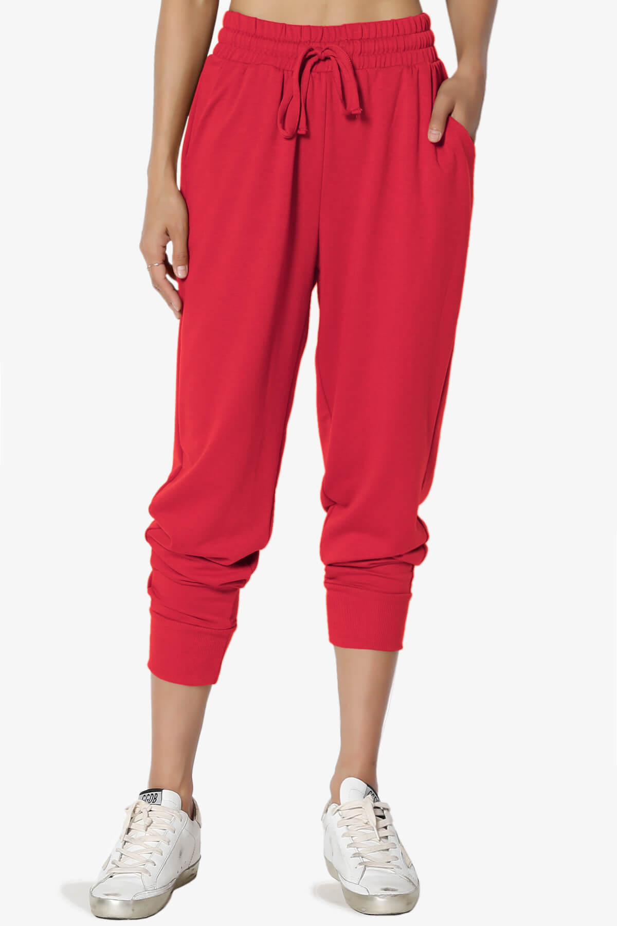Load image into Gallery viewer, Lanette Drawstring Jersey Jogger Pants RED_1
